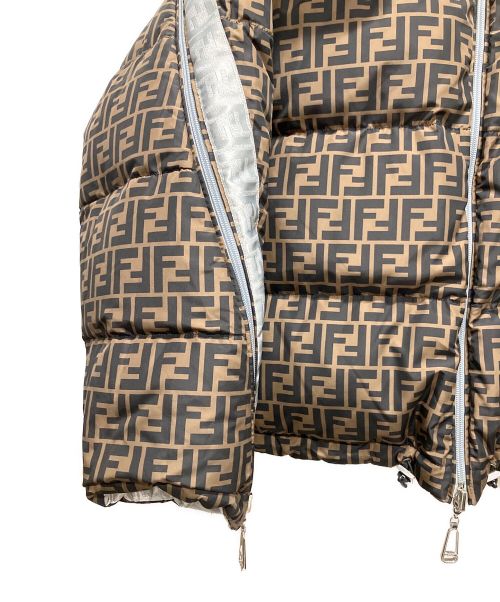 FENDI（フェンディ）FENDI (フェンディ) ズッカリバーシブルダウンジャケット ブラウン×シルバー サイズ:Sの古着・服飾アイテム
