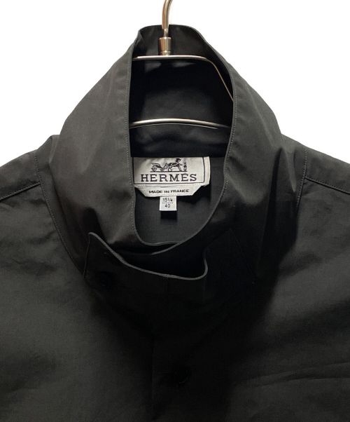 HERMES（エルメス）HERMES (エルメス) セリエボタンスタンドカラーシャツ チャコールグレー サイズ:40の古着・服飾アイテム