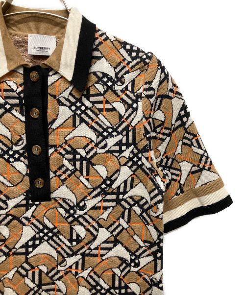 BURBERRY（バーバリー）BURBERRY (バーバリー) Akayla Check Monogram Knit Poloshirts ブラウン サイズ:XSの古着・服飾アイテム