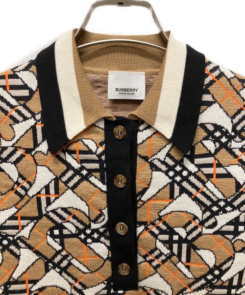 BURBERRY（バーバリー）BURBERRY (バーバリー) Akayla Check Monogram Knit Poloshirts ブラウン サイズ:XSの古着・服飾アイテム