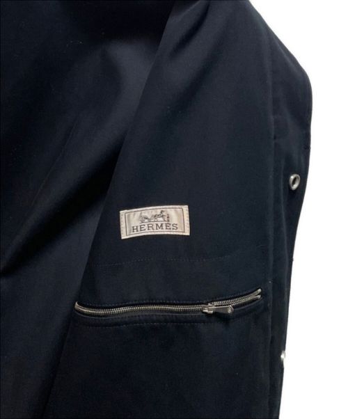 HERMES（エルメス）HERMES (エルメス) レザー パイピング レイン コート ネイビー サイズ:50 未使用品の古着・服飾アイテム
