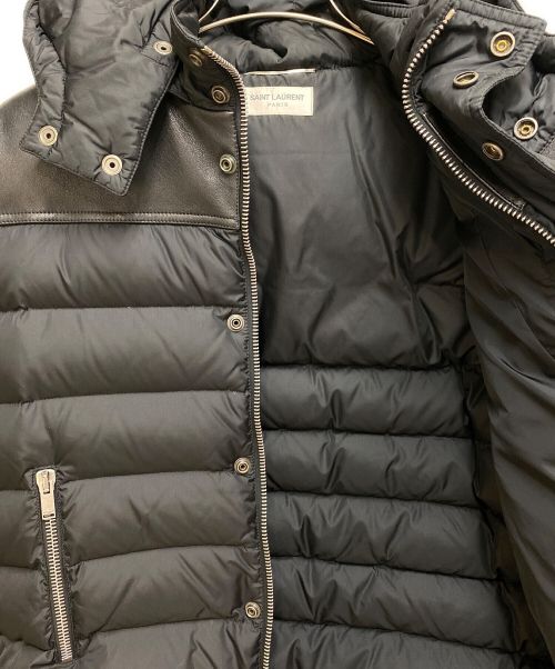 Saint Laurent Paris（サンローランパリ）Saint Laurent Paris (サンローランパリ) レザー切替ダウンジャケット ブラック サイズ:52の古着・服飾アイテム