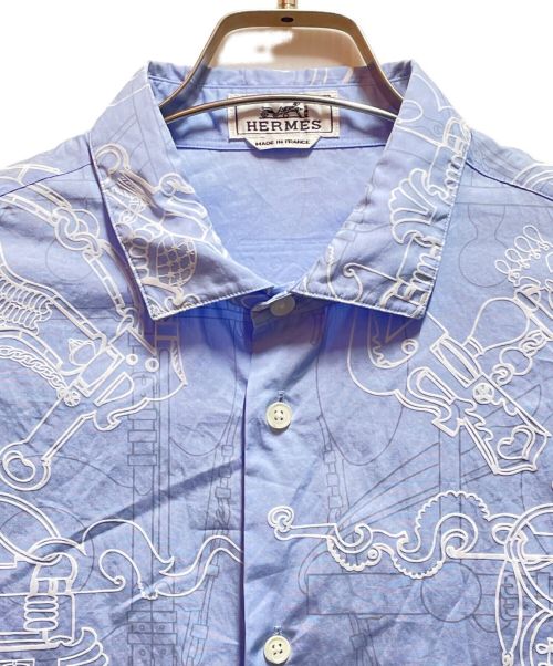 HERMES（エルメス）HERMES (エルメス) エルグルメット3Dプリントシャツ スカイブルー サイズ:42の古着・服飾アイテム