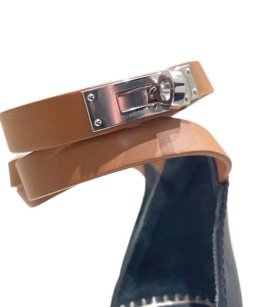 HERMES（エルメス）HERMES (エルメス) エスパドリーユ ティポリ ナチュラル×ブラウン サイズ:37の古着・服飾アイテム