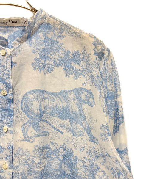 Christian Dior（クリスチャン ディオール）Christian Dior (クリスチャン ディオール) トワル ドゥ ジュイ コットンボイル ロングブラウス ブルー サイズ:36の古着・服飾アイテム