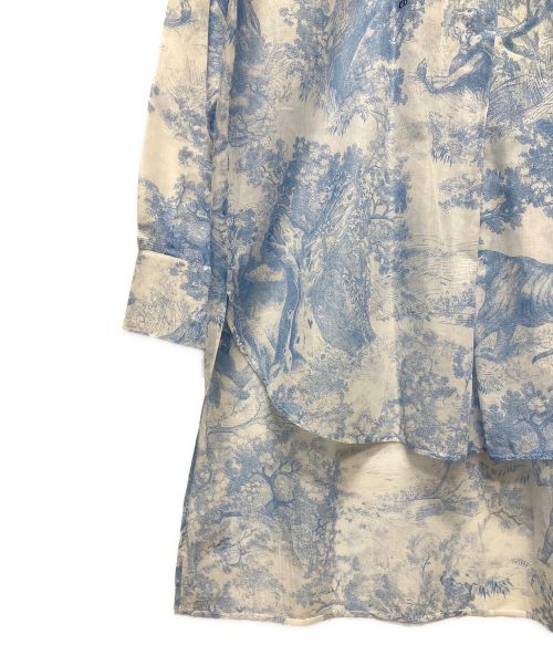 Christian Dior（クリスチャン ディオール）Christian Dior (クリスチャン ディオール) トワル ドゥ ジュイ コットンボイル ロングブラウス ブルー サイズ:36の古着・服飾アイテム