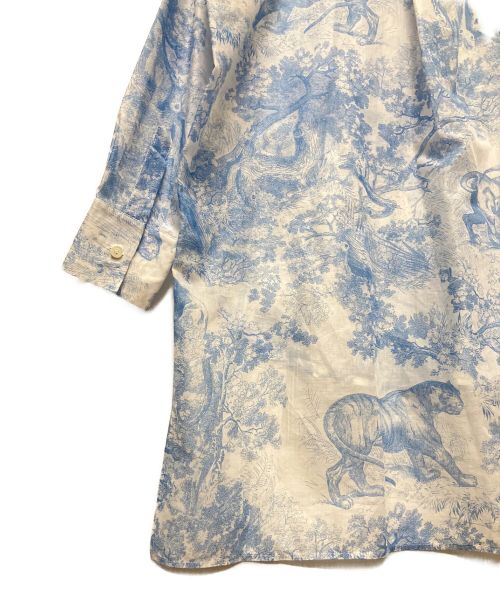 Christian Dior（クリスチャン ディオール）Christian Dior (クリスチャン ディオール) トワル ドゥ ジュイ コットンボイル ロングブラウス ブルー サイズ:36の古着・服飾アイテム