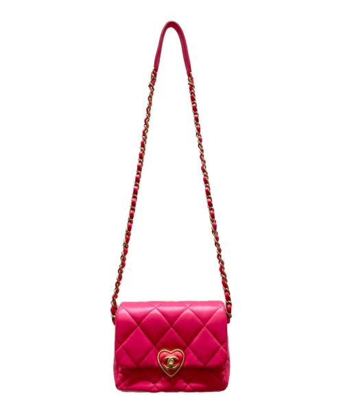 CHANEL（シャネル）CHANEL (シャネル) ミニフラップCCハートショルダーバッグ ピンク サイズ:18の古着・服飾アイテム