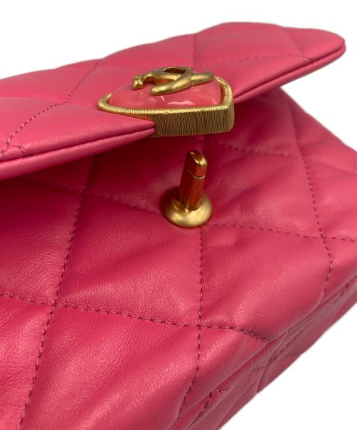 CHANEL（シャネル）CHANEL (シャネル) ミニフラップCCハートショルダーバッグ ピンク サイズ:18の古着・服飾アイテム
