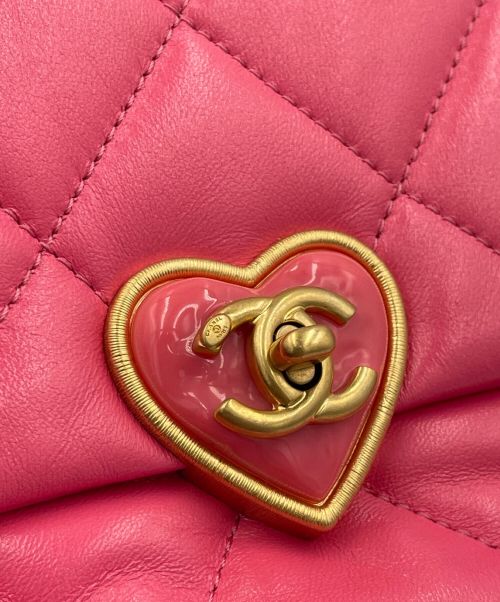 CHANEL（シャネル）CHANEL (シャネル) ミニフラップCCハートショルダーバッグ ピンク サイズ:18の古着・服飾アイテム