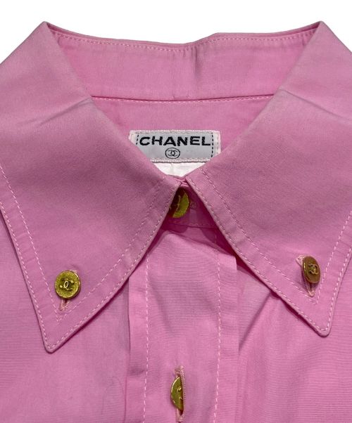 CHANEL（シャネル）CHANEL (シャネル) 1995ココ刺繍ボタンダウンシャツ ピンク サイズ:36の古着・服飾アイテム