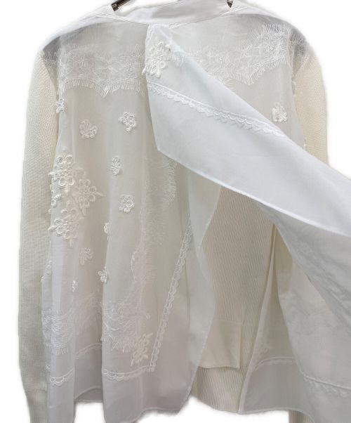 sacai（サカイ）sacai (サカイ) レースドッキングカーディガン アイボリー サイズ:２の古着・服飾アイテム