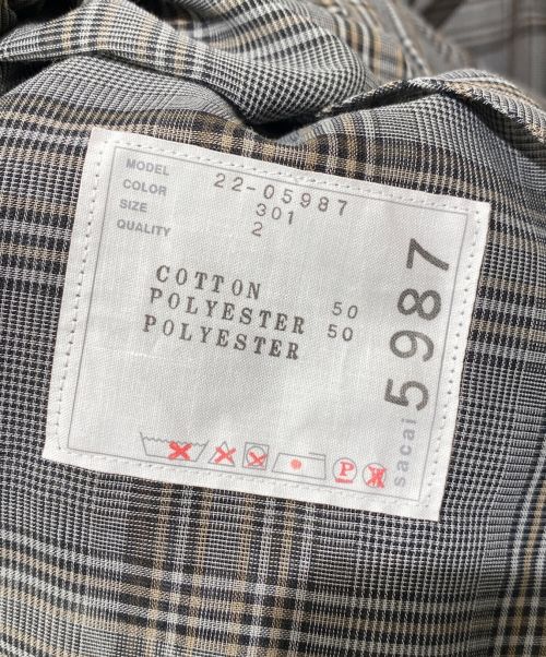 sacai（サカイ）sacai (サカイ) グレンチェックドッキングワンピース オリーブ サイズ:2の古着・服飾アイテム