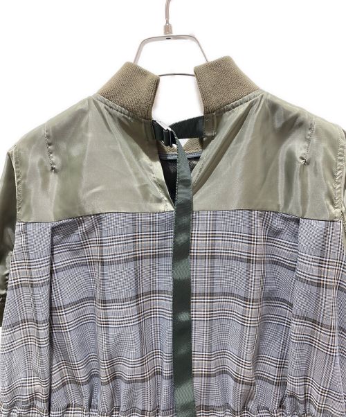 sacai（サカイ）sacai (サカイ) グレンチェックドッキングワンピース オリーブ サイズ:2の古着・服飾アイテム