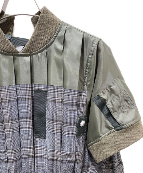 sacai（サカイ）sacai (サカイ) グレンチェックドッキングワンピース オリーブ サイズ:2の古着・服飾アイテム