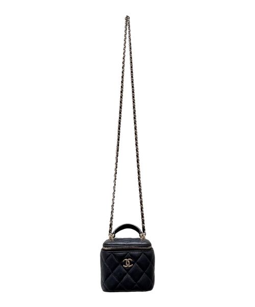 CHANEL（シャネル）CHANEL (シャネル) ミニ バニティ バッグケース ブラック×シルバー金具 サイズ:ミニの古着・服飾アイテム