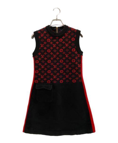 LOUIS VUITTON（ルイ ヴィトン）LOUIS VUITTON (ルイ ヴィトン) モノグラムスイッチングスリーブレスドレス ブラック×レッド サイズ:XSの古着・服飾アイテム