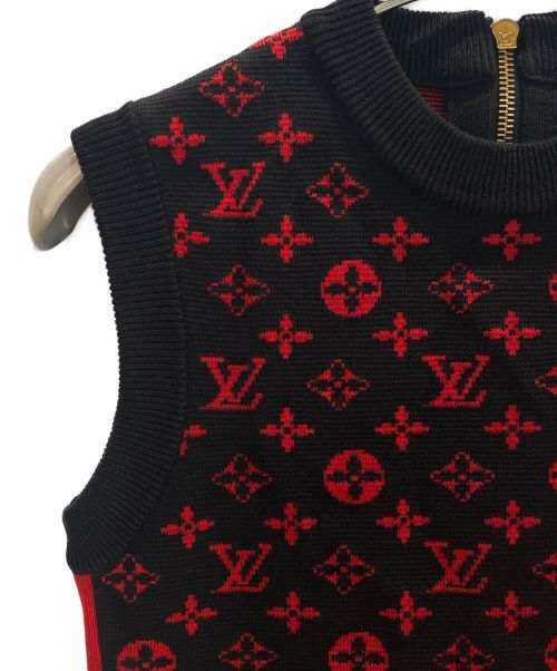 LOUIS VUITTON（ルイ ヴィトン）LOUIS VUITTON (ルイ ヴィトン) モノグラムスイッチングスリーブレスドレス ブラック×レッド サイズ:XSの古着・服飾アイテム