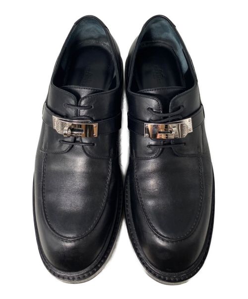 HERMES（エルメス）HERMES (エルメス) ダービー ファースト ノッチドラバーソール レザーシューズ  ブラック サイズ:43の古着・服飾アイテム