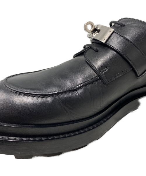 HERMES（エルメス）HERMES (エルメス) ダービー ファースト ノッチドラバーソール レザーシューズ  ブラック サイズ:43の古着・服飾アイテム
