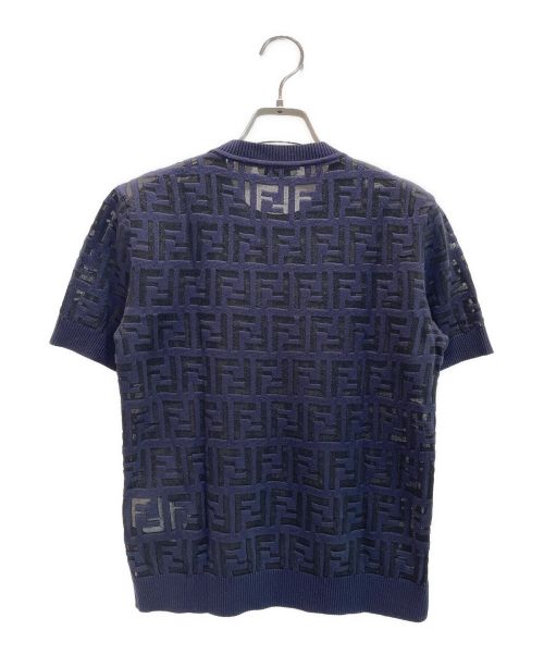 FENDI（フェンディ）FENDI (フェンディ) ズッカ柄レースニット ブラック×ネイビー サイズ:38の古着・服飾アイテム