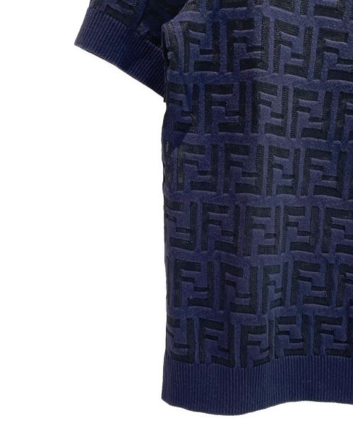 FENDI（フェンディ）FENDI (フェンディ) ズッカ柄レースニット ブラック×ネイビー サイズ:38の古着・服飾アイテム