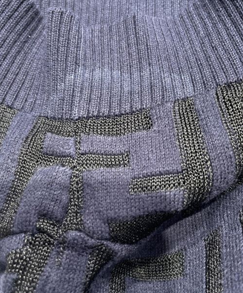 FENDI（フェンディ）FENDI (フェンディ) ズッカ柄レースニット ブラック×ネイビー サイズ:38の古着・服飾アイテム