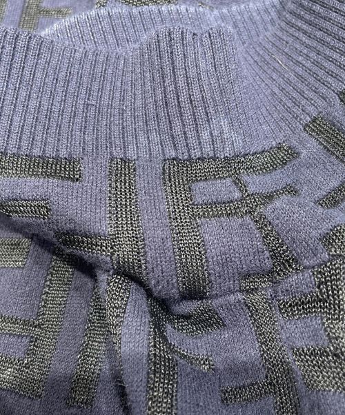 FENDI（フェンディ）FENDI (フェンディ) ズッカ柄レースニット ブラック×ネイビー サイズ:38の古着・服飾アイテム