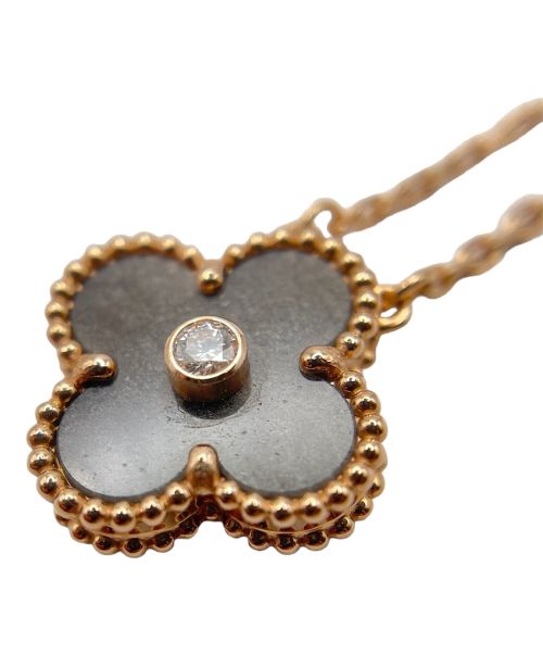 VAN CLEEF & ARPELS（ヴァンクリーフ＆アーペル）VAN CLEEF & ARPELS (ヴァンクリーフ＆アーペル) ヴィンテージアルハンブラネックレス シルバーオブディジアン 1Pダイヤ　 サイズ:ヴィンテージの古着・服飾アイテム