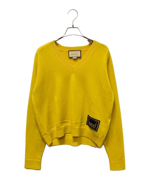 GUCCI（グッチ）GUCCI (グッチ) 1921Vネックニット イエロー サイズ:Mの古着・服飾アイテム