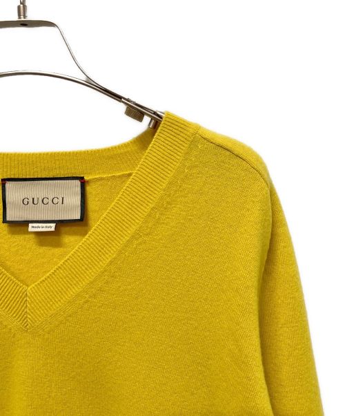 GUCCI（グッチ）GUCCI (グッチ) 1921Vネックニット イエロー サイズ:Mの古着・服飾アイテム