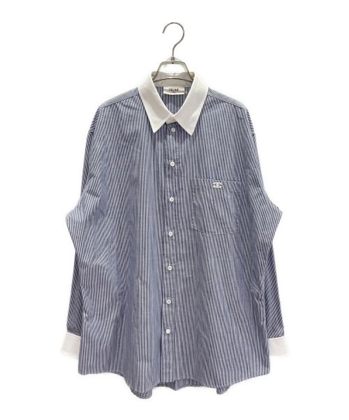 CELINE（セリーヌ）CELINE (セリーヌ) ストライプ オーバーサイズ シャツ  スカイブルー×ホワイト サイズ:38の古着・服飾アイテム