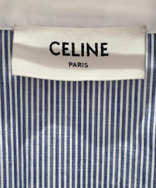 CELINE（セリーヌ）CELINE (セリーヌ) ストライプ オーバーサイズ シャツ  スカイブルー×ホワイト サイズ:38の古着・服飾アイテム