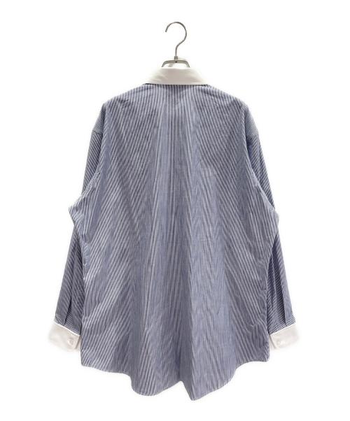CELINE（セリーヌ）CELINE (セリーヌ) ストライプ オーバーサイズ シャツ  スカイブルー×ホワイト サイズ:38の古着・服飾アイテム
