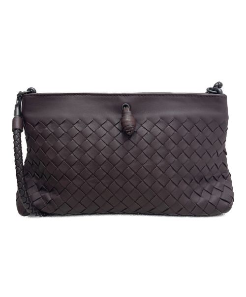 BOTTEGA VENETA（ボッテガベネタ）BOTTEGA VENETA (ボッテガベネタ) イントレチャートセミショルダーバッグ ブラウンの古着・服飾アイテム