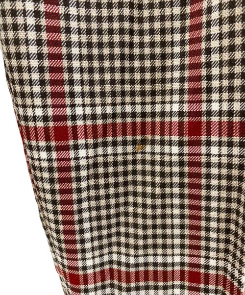 PT01（ピーティーゼロウーノ）PT01 (ピーティーゼロウーノ) チェックスラックス ブラウン サイズ:50の古着・服飾アイテム