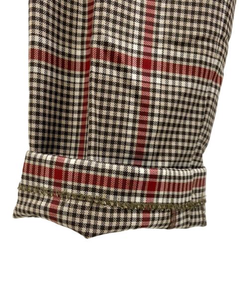 PT01（ピーティーゼロウーノ）PT01 (ピーティーゼロウーノ) チェックスラックス ブラウン サイズ:50の古着・服飾アイテム