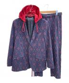 ETROエトロ）の古着「チェック柄セミトラディッショナルスーツ/Comfortetro Hooded Men's Blazer Jacket」｜ネイビー