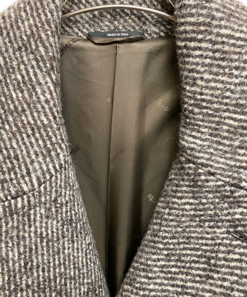 HERMES（エルメス）HERMES (エルメス) サイドジップダブルブレストコート ブラウン サイズ:48の古着・服飾アイテム