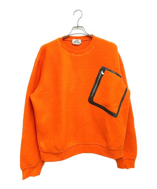 HERMES（エルメス）HERMES (エルメス) フロントポケット起毛スウェット オレンジ サイズ:XLの古着・服飾アイテム