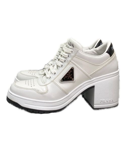 PRADA（プラダ）PRADA (プラダ) レザーヒールスニーカー ホワイト サイズ:37の古着・服飾アイテム
