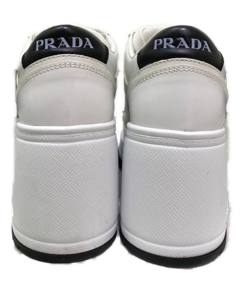 PRADA（プラダ）PRADA (プラダ) レザーヒールスニーカー ホワイト サイズ:37の古着・服飾アイテム