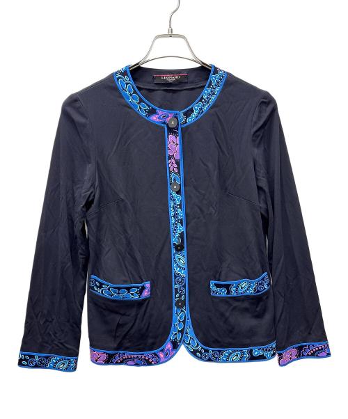 LAONARD（レオナード）LAONARD (レオナード) ノーカラージャケット ブラック×ブルー サイズ:M　　　　　　　　の古着・服飾アイテム