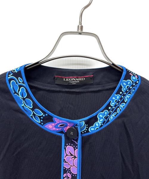 LAONARD（レオナード）LAONARD (レオナード) ノーカラージャケット ブラック×ブルー サイズ:M　　　　　　　　の古着・服飾アイテム