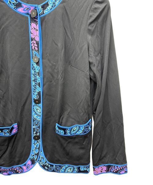 LAONARD（レオナード）LAONARD (レオナード) ノーカラージャケット ブラック×ブルー サイズ:M　　　　　　　　の古着・服飾アイテム