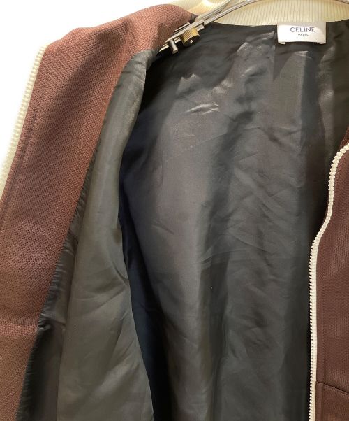 CELINE（セリーヌ）CELINE (セリーヌ) ハニカムジャージー トラックスーツ ジャケット ブラウン×ホワイト サイズ:XSの古着・服飾アイテム