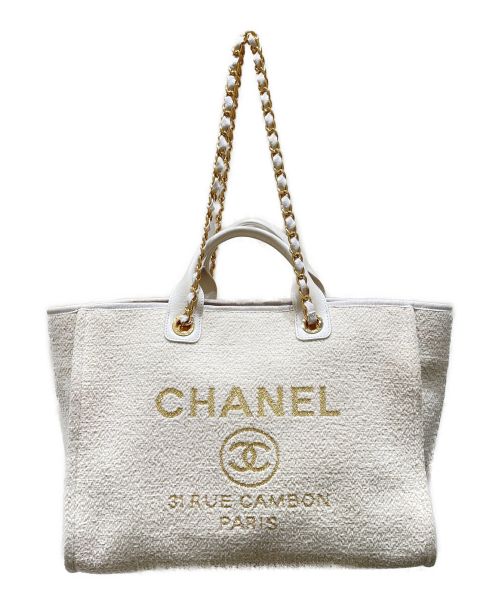 CHANEL（シャネル）CHANEL (シャネル) ツイード ドーヴィル MM アイボリー サイズ:MMの古着・服飾アイテム