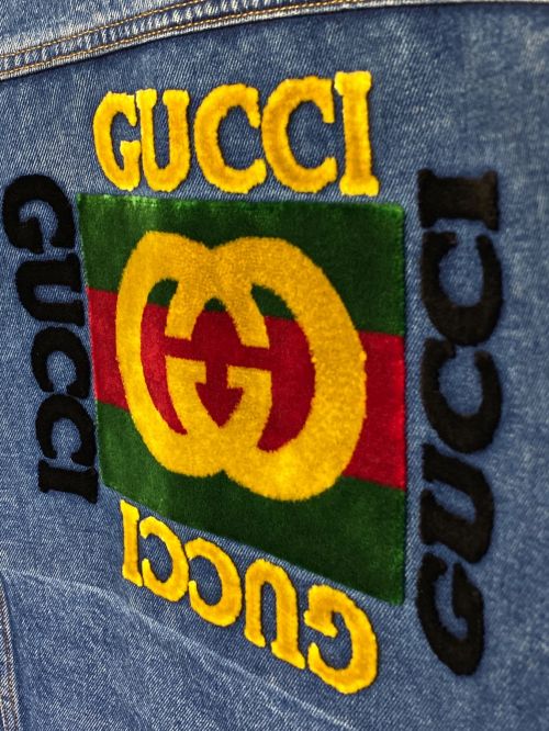 GUCCI（グッチ）GUCCI (グッチ) グッチパッチデニムジャケット インディゴ サイズ:50の古着・服飾アイテム