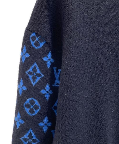 LOUIS VUITTON（ルイ ヴィトン）LOUIS VUITTON (ルイ ヴィトン) 袖 モノグラム ニット プルオーバー ブラック×ブルー サイズ:Lの古着・服飾アイテム