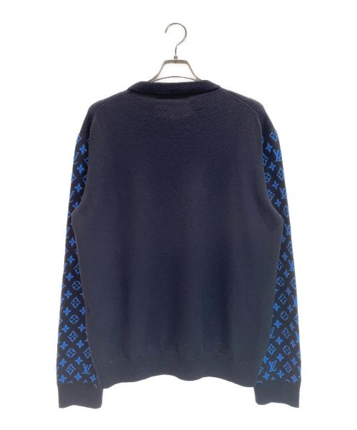 LOUIS VUITTON（ルイ ヴィトン）LOUIS VUITTON (ルイ ヴィトン) 袖 モノグラム ニット プルオーバー ブラック×ブルー サイズ:Lの古着・服飾アイテム